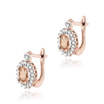 Cercei Aur 14K cu Morganit 0.40 ct si Diamante Naturale 0.19 ct - Img 5