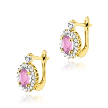 Cercei Aur 14K cu Pink Sapphire 0.45 ct si Diamante Naturale 0.19 ct - Img 3