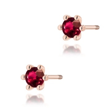 Cercei Aur 14K cu Rubin 0.15 ct Filet cu Protectie - Img 4