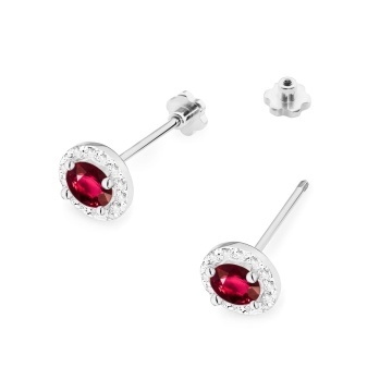 Cercei Aur 14K cu Rubin 0.60 ct si Diamante Naturale 0.24 ct Filet cu Protectie - Img 8