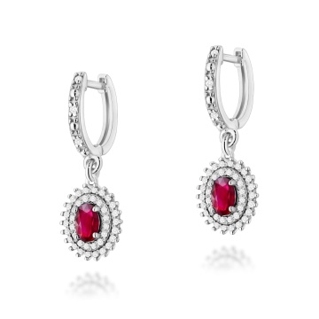 Cercei Aur 14K cu Rubin 0.60 ct si Diamante Naturale 0.44 ct - Img 3