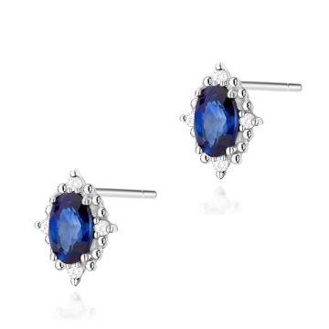 Cercei Aur 14K cu Safir 0.30 ct si Diamante Naturale 0.04 ct - Img 3