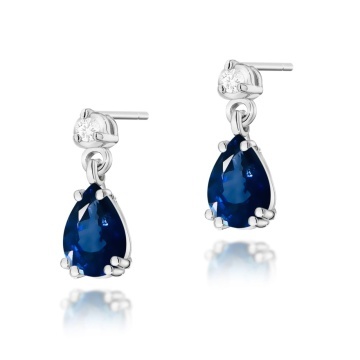 Cercei Aur 14K cu Safir 0.60 ct si Diamante Naturale 0.04 ct - Img 5