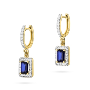 Cercei Aur 14K cu Safir 0.60 ct si Diamante Naturale 0.34 ct