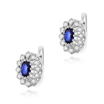 Cercei Aur 14K cu Safir 0.70 ct si Diamante Naturale 0.21 ct - Img 2