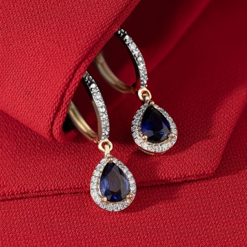 Cercei Aur 14K cu Safir 1.20 ct si Diamante Naturale 0.26 ct - Img 3