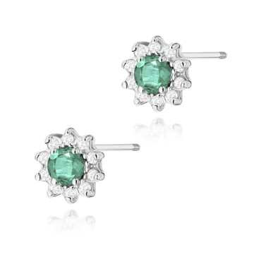 Cercei Aur 14K cu Smarald 0.15 ct si Diamante Naturale 0.17 ct Filet cu Protectie - Img 7