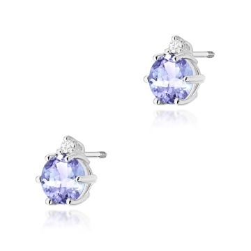 Cercei Aur 14K cu Tanzanit 0.50 ct si Diamante Naturale 0.03 ct Filet cu Protectie - Img 5