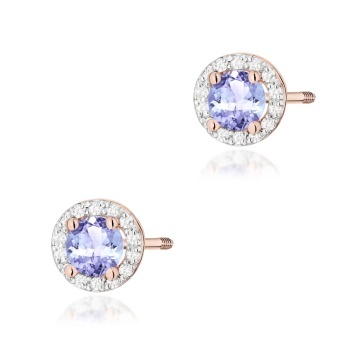 Cercei Aur 14K cu Tanzanit 0.50 ct si Diamante Naturale 0.24 ct Filet cu Protectie - Img 4