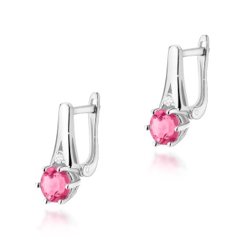 Cercei Aur 14K cu Topaz Roz 0.60 ct si Diamante Naturale 0.03 ct - Img 3