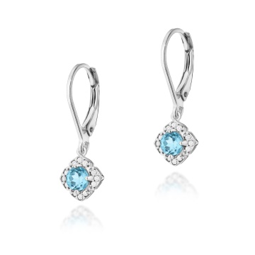 Cercei Aur 14K cu Topaz Swiss 0.25 ct si Diamante Naturale 0.06 ct - Img 3