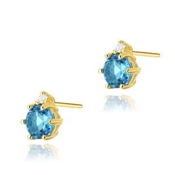 Cercei Aur 14K cu Topaz Swiss 0.50 ct si Diamante Naturale 0.03 ct