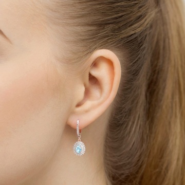 Cercei Aur 14K cu Topaz Swiss 0.50 ct si Diamante Naturale 0.44 ct - Img 6