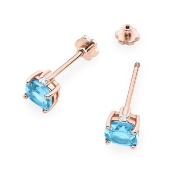 Cercei Aur 14K cu Topaz Swiss 1.10 ct si Diamante Naturale 0.03 ct Filet cu Protectie - Img 5