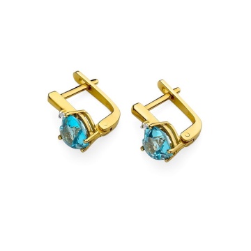 Cercei Aur 14K cu Topaz Swiss 1.20 ct si Diamante Naturale 0.03 ct - Img 2