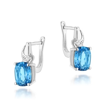 Cercei Aur 14K cu Topaz Swiss 2.40 ct si Diamante Naturale 0.01 ct - Img 4