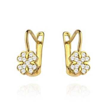 Cercei Aur 14k cu Trifoi si Zirconii - Img 4