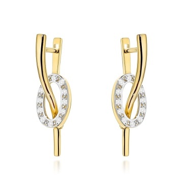 Cercei Aur 14K Val și Oval cu Zirconii