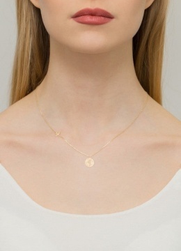 Colier Aur 14K cu Diamant Natural 0.01 ct - Img 3