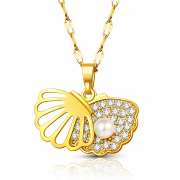 Colier Beauty Shell din Inox placat cu Aur