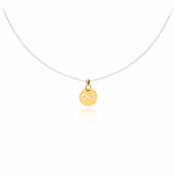 Colier cu fir transparent si banut cu infinit decupat din AUR 14K