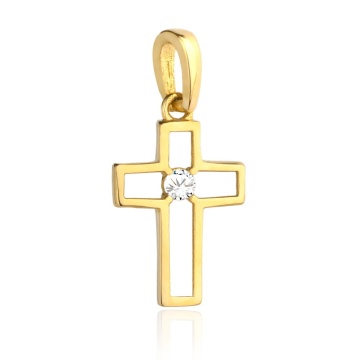 Cruce cu Zirconiu din Aur 14K - Img 4