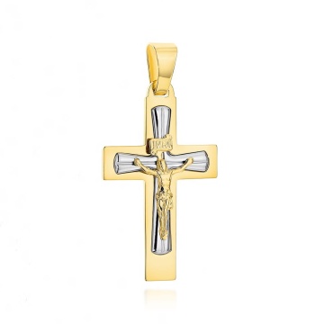 Cruciuliță Din Aur Cu Iisus Răstignit În Două Tonuri