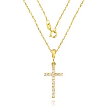 Cruciuliță Elegantă cu Zirconiu, Aur 8K M.09 - Img 2