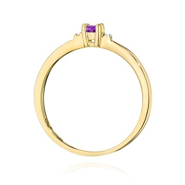 Inel Aur 14K cu Ametist 0.10 ct si Diamante Naturale 0.01 ct - Img 3