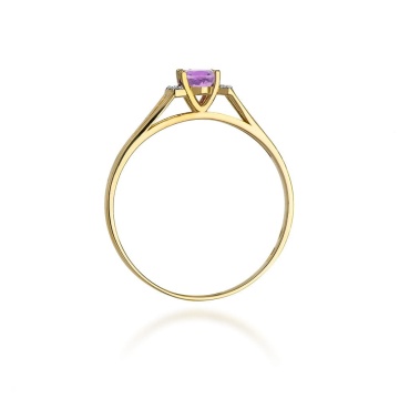 Inel Aur 14K cu Ametist 0.40 ct si Diamante Naturale 0.05 ct - Img 3