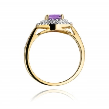 Inel Aur 14K cu Ametist 0.90 ct si Diamante Naturale 0.37 ct - Img 3