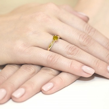 Inel Aur 14K cu Citrin 0.50 ct si Diamante Naturale 0.01 ct - Img 7