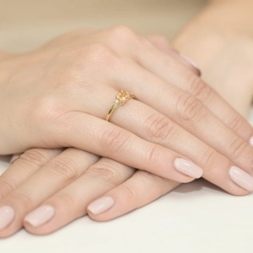 Inel Aur 14K cu Citrin 0.50 ct si Diamante Naturale 0.03 ct - Img 7