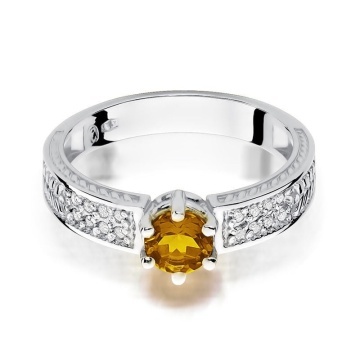 Inel Aur 14K cu Citrin 0.50 ct si Diamante Naturale 0.08 ct - Img 5