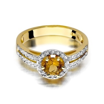 Inel Aur 14K cu Citrin 0.50 ct si Diamante Naturale 0.20 ct - Img 2