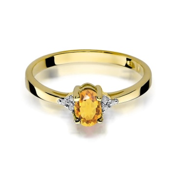 Inel Aur 14K cu Citrin 0.60 ct si Diamante Naturale 0.05 ct - Img 2