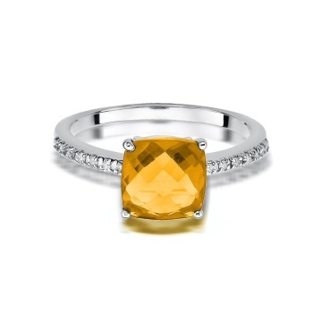 Inel Aur 14K cu Citrin 2.00 ct si Diamante Naturale 0.07 ct - Img 5