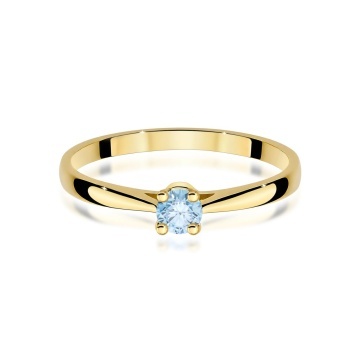 Inel Aur 14K cu Diamant Albastru de Laborator 0.15 ct - Img 2
