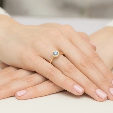 Inel Aur 14K cu Diamante Albastre de Laborator 0.62 ct - Img 4