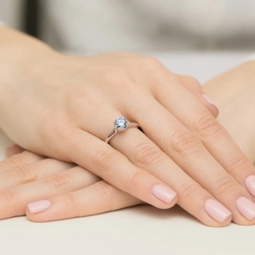 Inel Aur 14K cu Diamante Albastre de Laborator 1.07 ct - Img 8