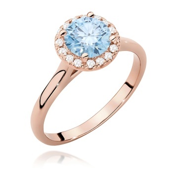 Inel Aur 14K cu Diamante Albastre de Laborator 1.14 ct - Img 5