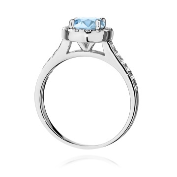 Inel Aur 14K cu Diamante Albastre de Laborator 1.38 ct - Img 11