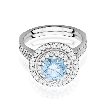 Inel Aur 14K cu Diamante Albastre de Laborator 1.63 ct - Img 10