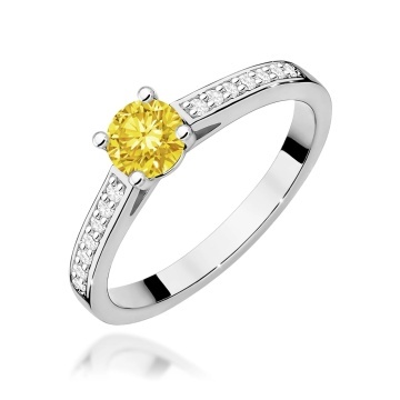 Inel Aur 14K cu Diamante Galbene de Laborator 0.62 ct - Img 9