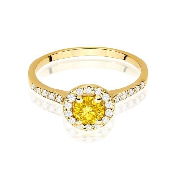 Inel Aur 14K cu Diamante Galbene de Laborator 0.74 ct - Img 2