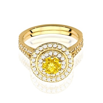 Inel Aur 14K cu Diamante Galbene de Laborator 1.11 ct - Img 2