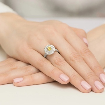 Inel Aur 14K cu Diamante Galbene de Laborator 1.11 ct - Img 12