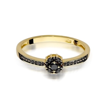 Inel Aur 14K cu Diamante Naturale Negre 0.09 ct - Img 2