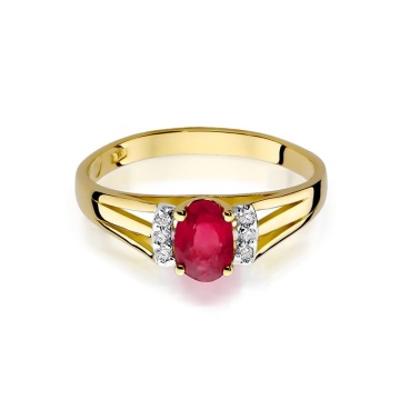 Inel Aur 14K cu Granat 0.50 ct si Diamante Naturale 0.05 ct - Img 2