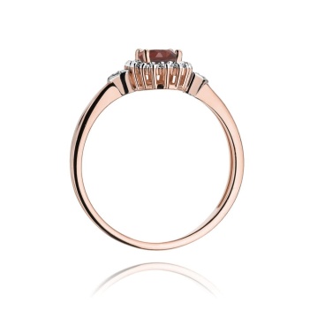 Inel Aur 14K cu Granat 0.50 ct si Diamante Naturale 0.10 ct - Img 7